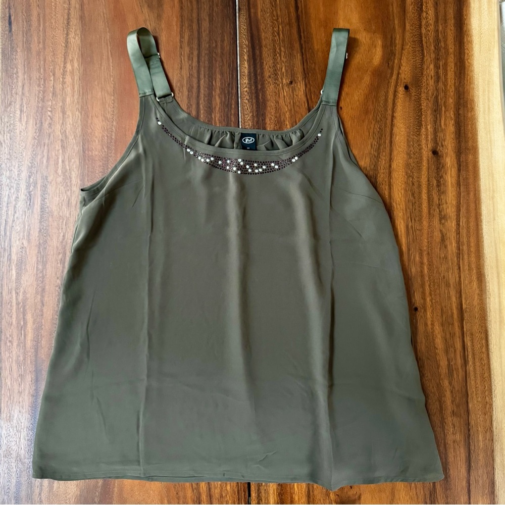Chic Olive Green Embellished Camisole